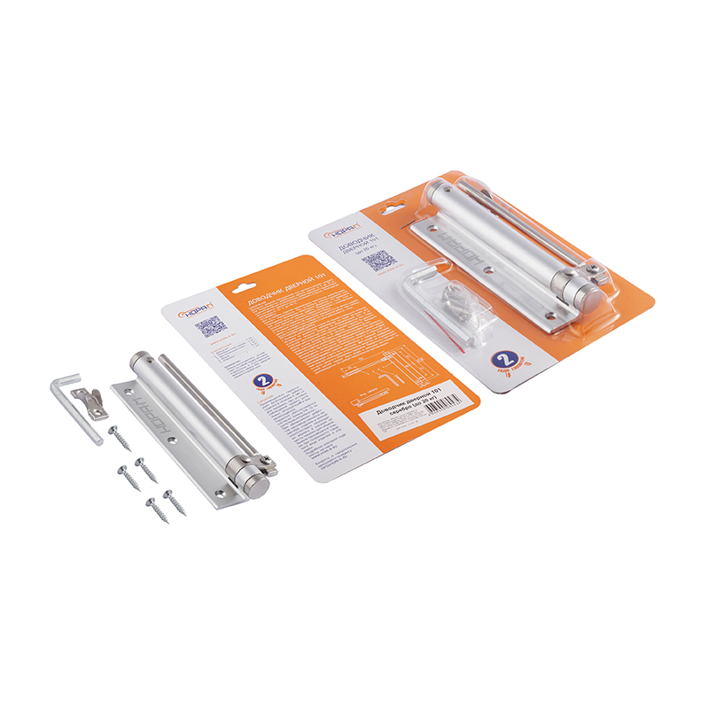 Комплектация и упаковка Доводчик дверной пружинный 101 цвет Серебро Нора-М